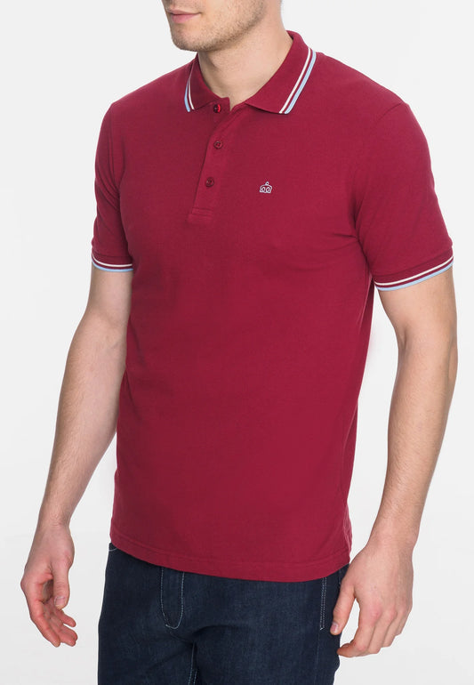 Merc Men's Card Tipped Polo Shirt Claret / Harmony