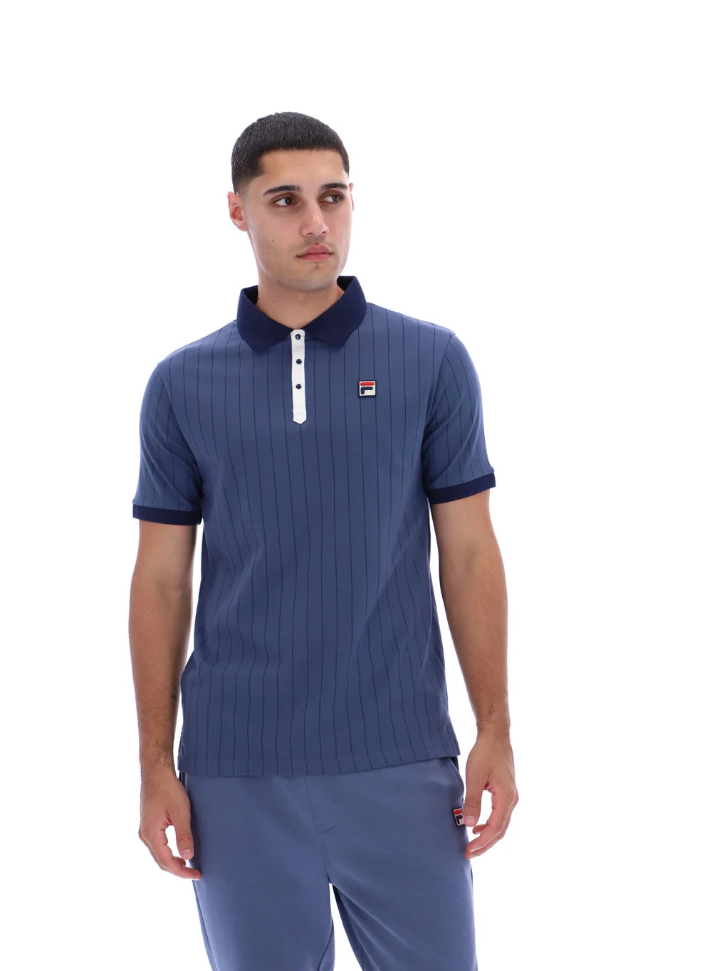 Fila Vintage Men's BB1 Classic Vintage Stripped Polo Shirt Vintage Indigo / Gardenia
