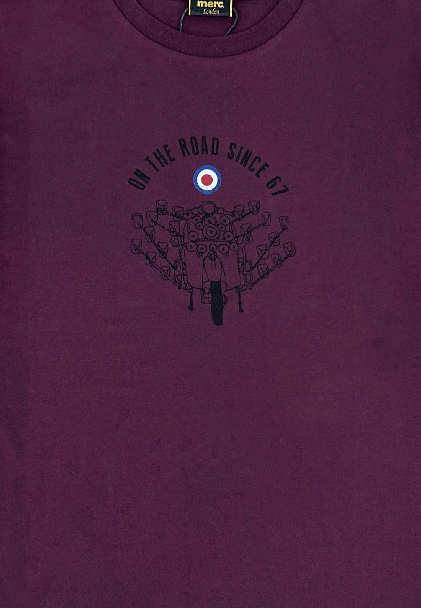 Merc Men's Crane Crew Neck T Shirt Deep Red