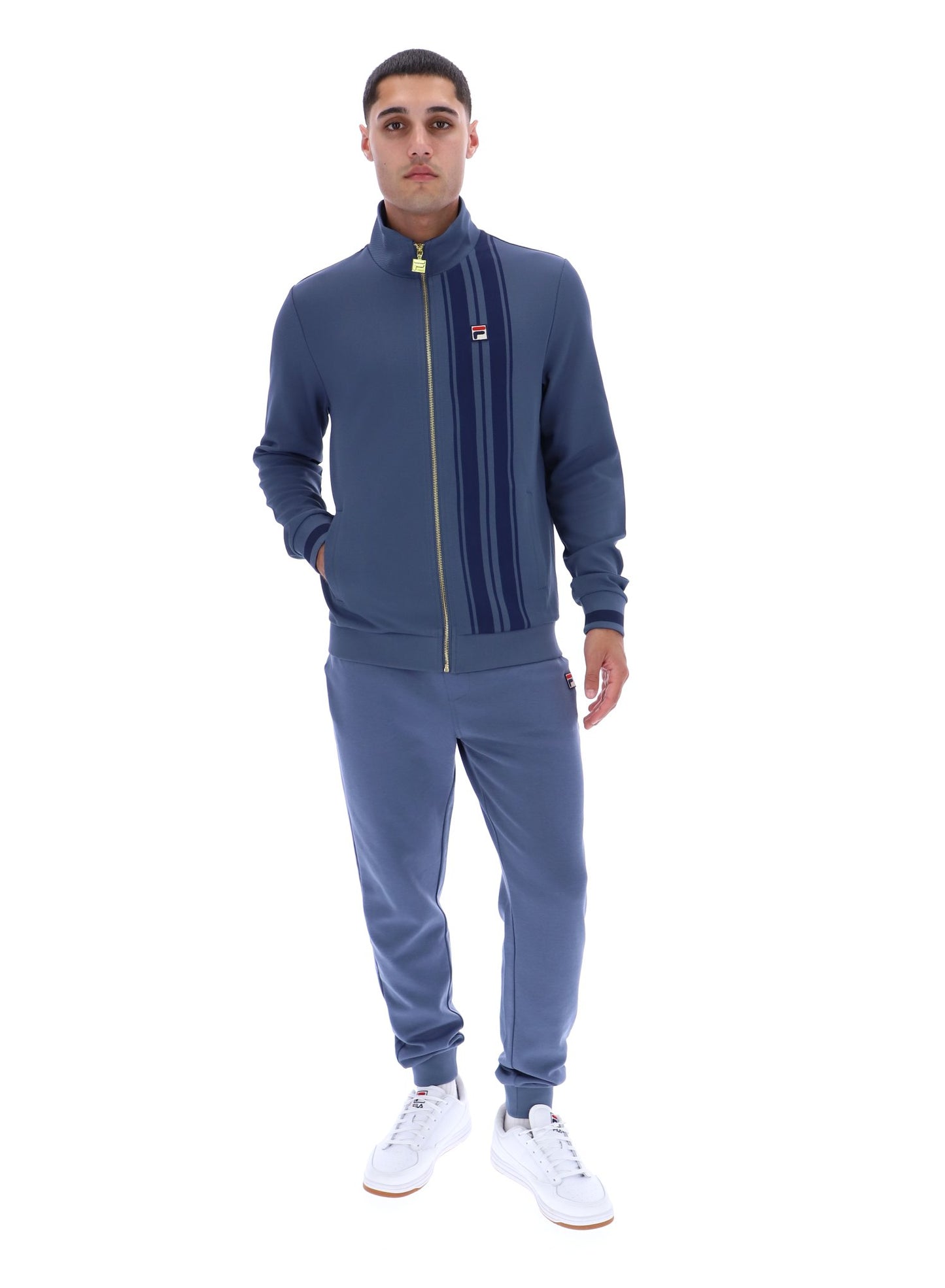Fila Vintage Men's Dante Stripe Track Top Vintage Indigo Blue