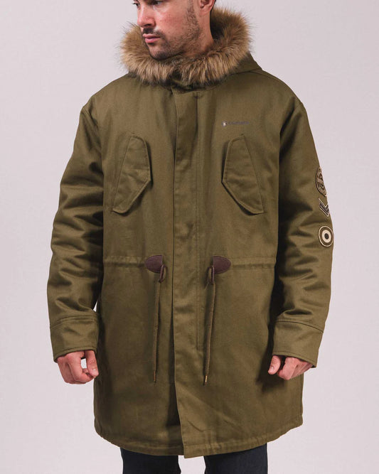Lambretta Men's LAMDS010 Cotton Canvas Parka Khaki Green