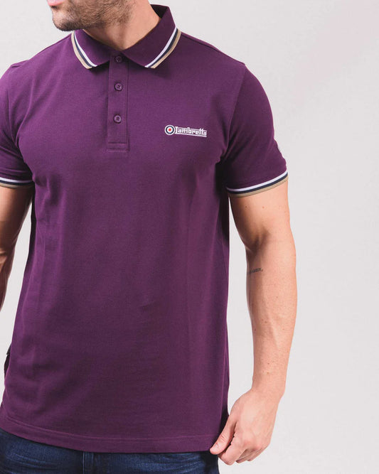 Lambretta Men's SS1650 Triple Tipped Polo Shirt Winter Bloom / White / Navy / Cashew
