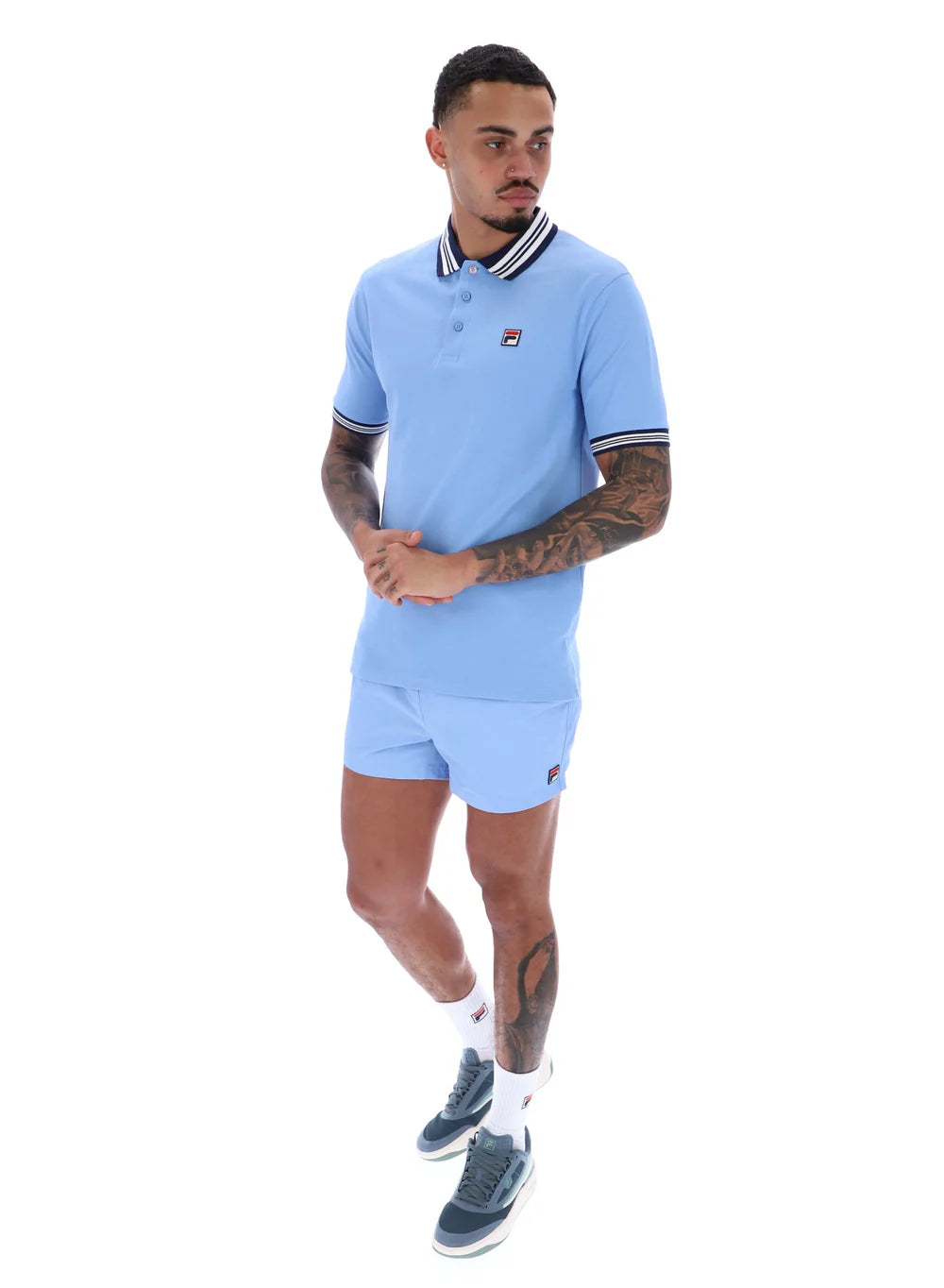 Fila Vintage Men's Faraz Tipped Rib Polo Shirt Vista Blue