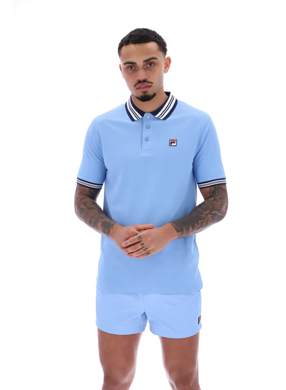 Fila Vintage Men's Faraz Tipped Rib Polo Shirt Vista Blue