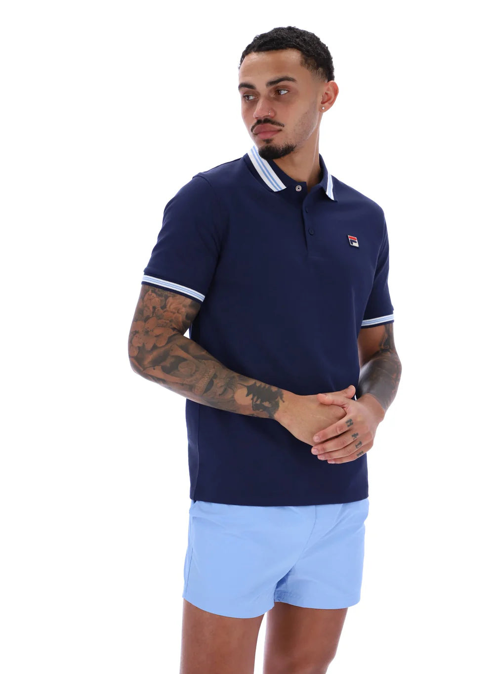 Fila Vintage Men's Faraz Tipped Rib Polo Shirt Fila Navy
