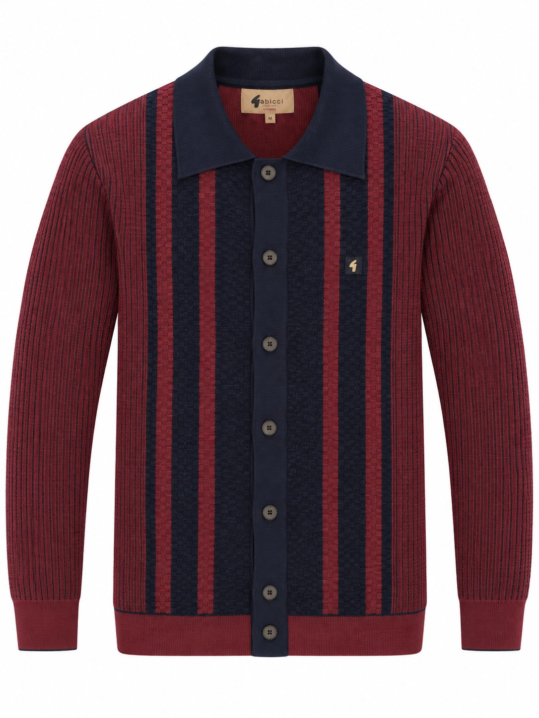 Gabicci Vintage Men's V57GM17 Pascal L/S Button Front Polo Shirt Claret