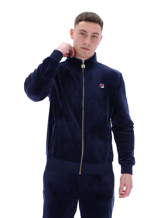 Fila Vintage Men's Irving 2 Velour Track Top Fila Navy Blue