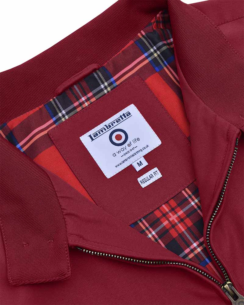Lambretta Men's LMBBHH1 Shower Resistant Classic Harrington Jacket Burgundy