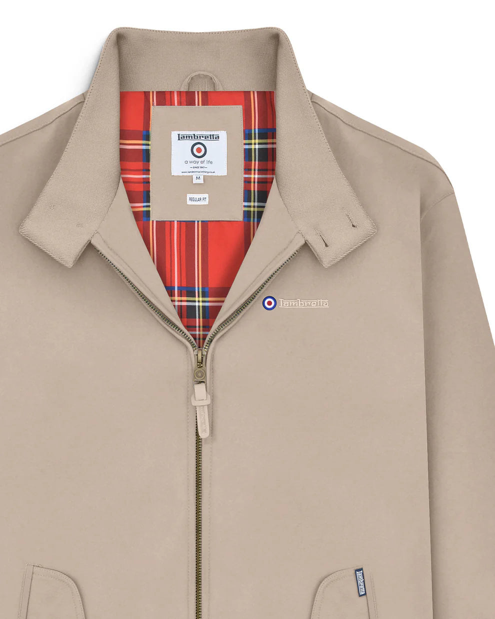 Lambretta Men's LMBBHH1 Shower Resistant Classic Harrington Jacket Stone