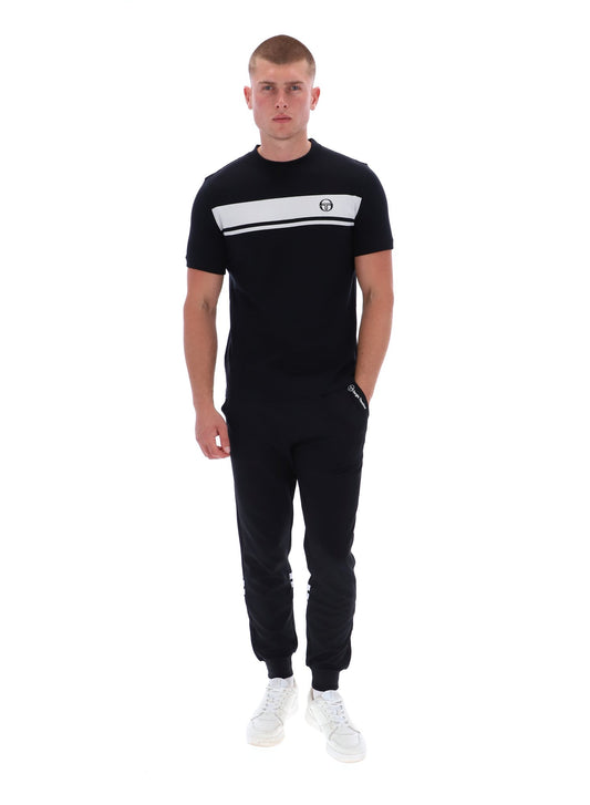 Sergio Tacchini Men's STM14593 SS Master Crew Neck T Shirt Black / Glacier Grey
