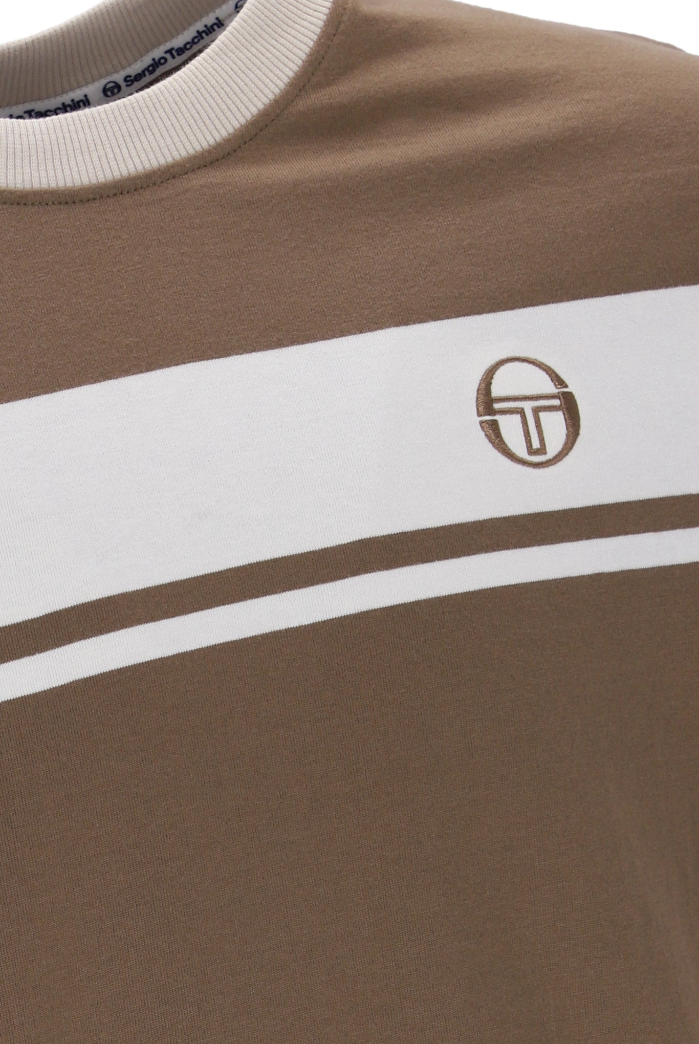 Sergio Tacchini Men's STM14593 SS Master Crew Neck T Shirt Shitake / Gardenia