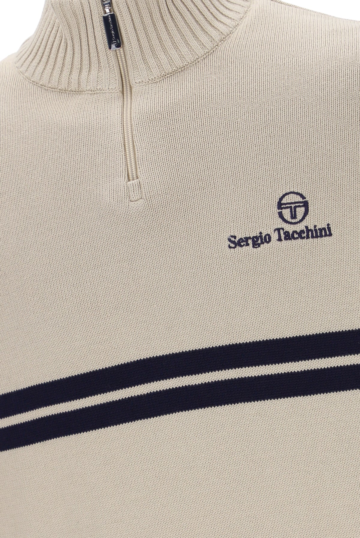 Sergio Tacchini New Dallas 1/4 Zip Knitted Top Peyote / Maritime Blue