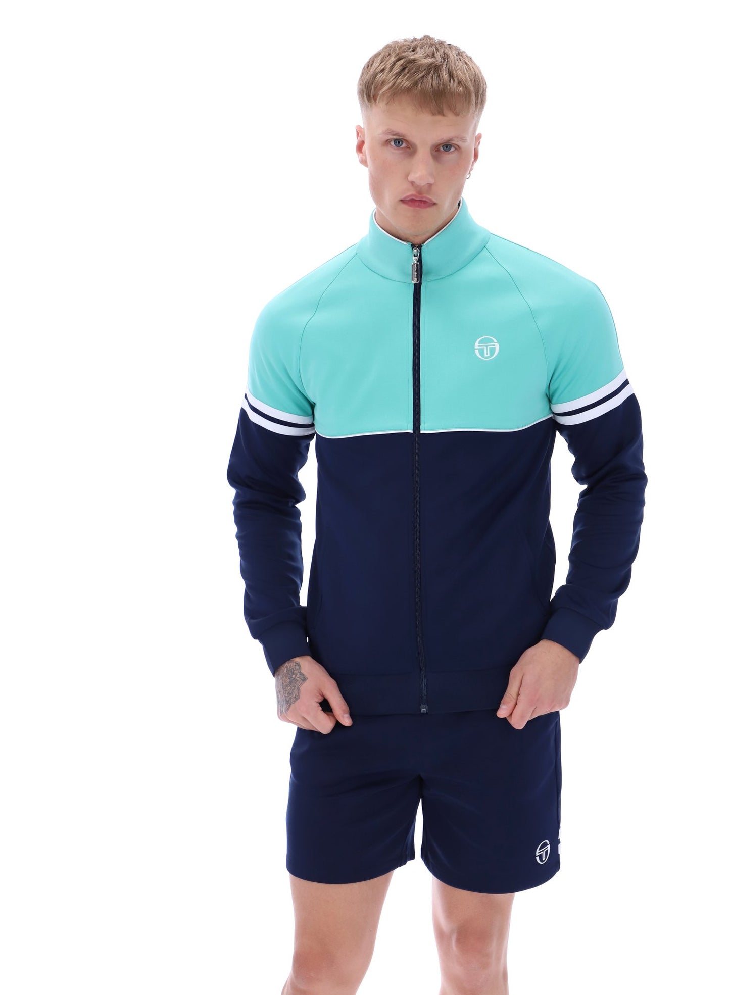 Sergio Tacchini Men's Orion Track Top Pool Blue/Maritime Blue