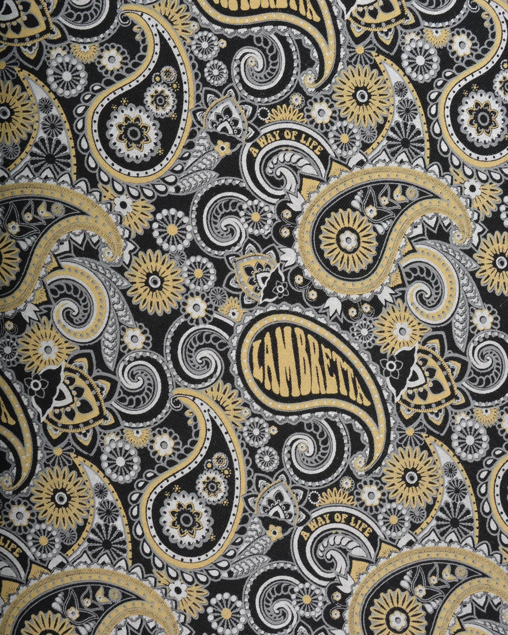 Lambretta SS0031 Paisley Brand Polo Shirt Black / Grey