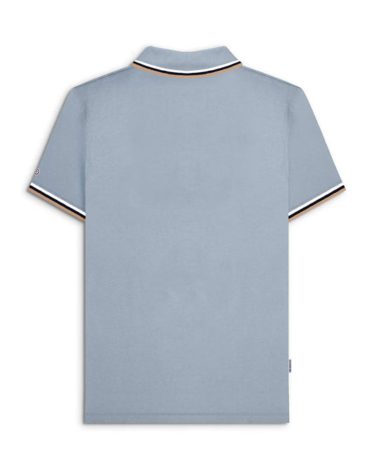 Lambretta Men's SS1650 Triple Tipped Polo Shirt Dusky Blue / White / Navy
