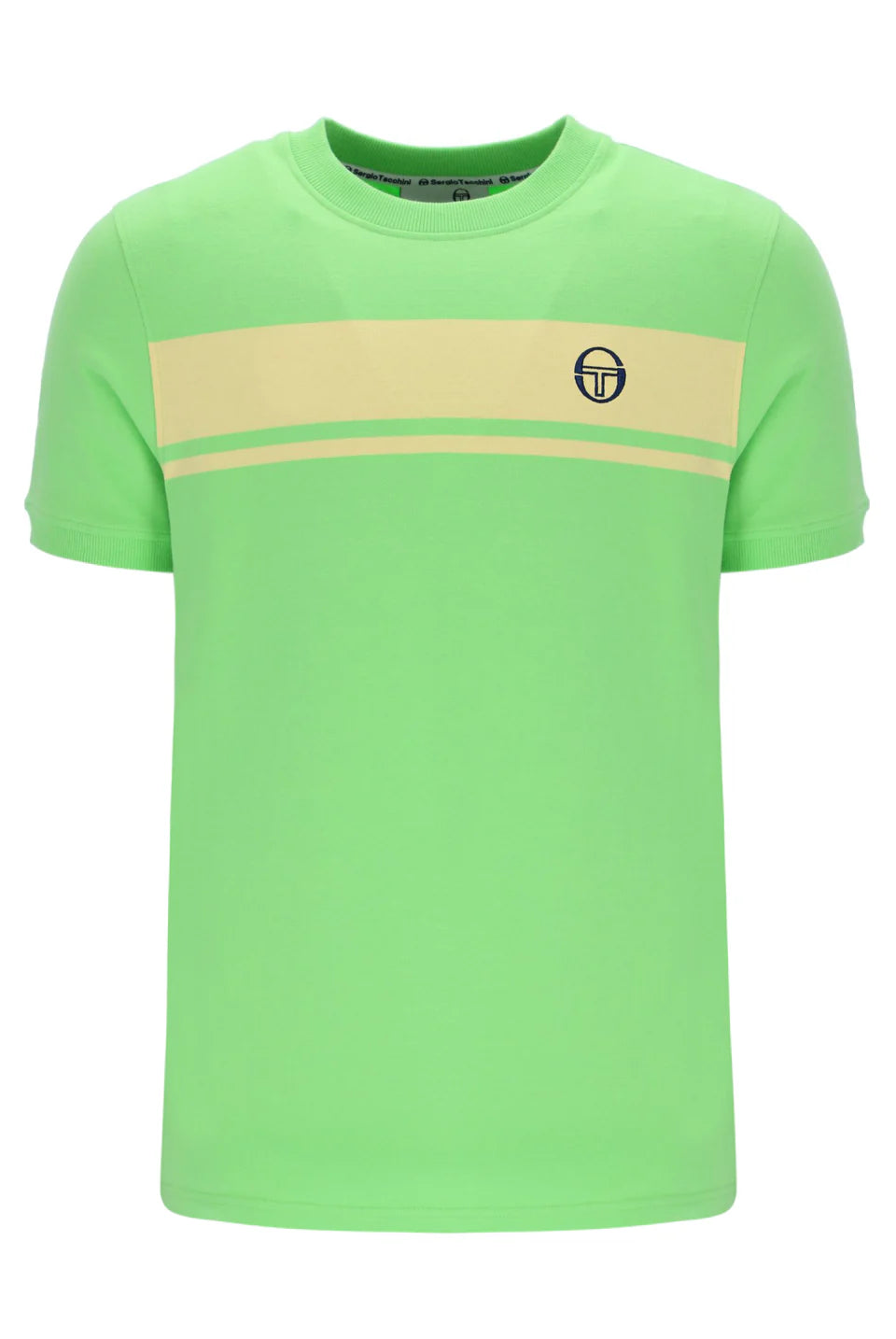 Sergio Tacchini Men's STM14593 SS Master Crew Neck T Shirt Summer Green / Pale Banana