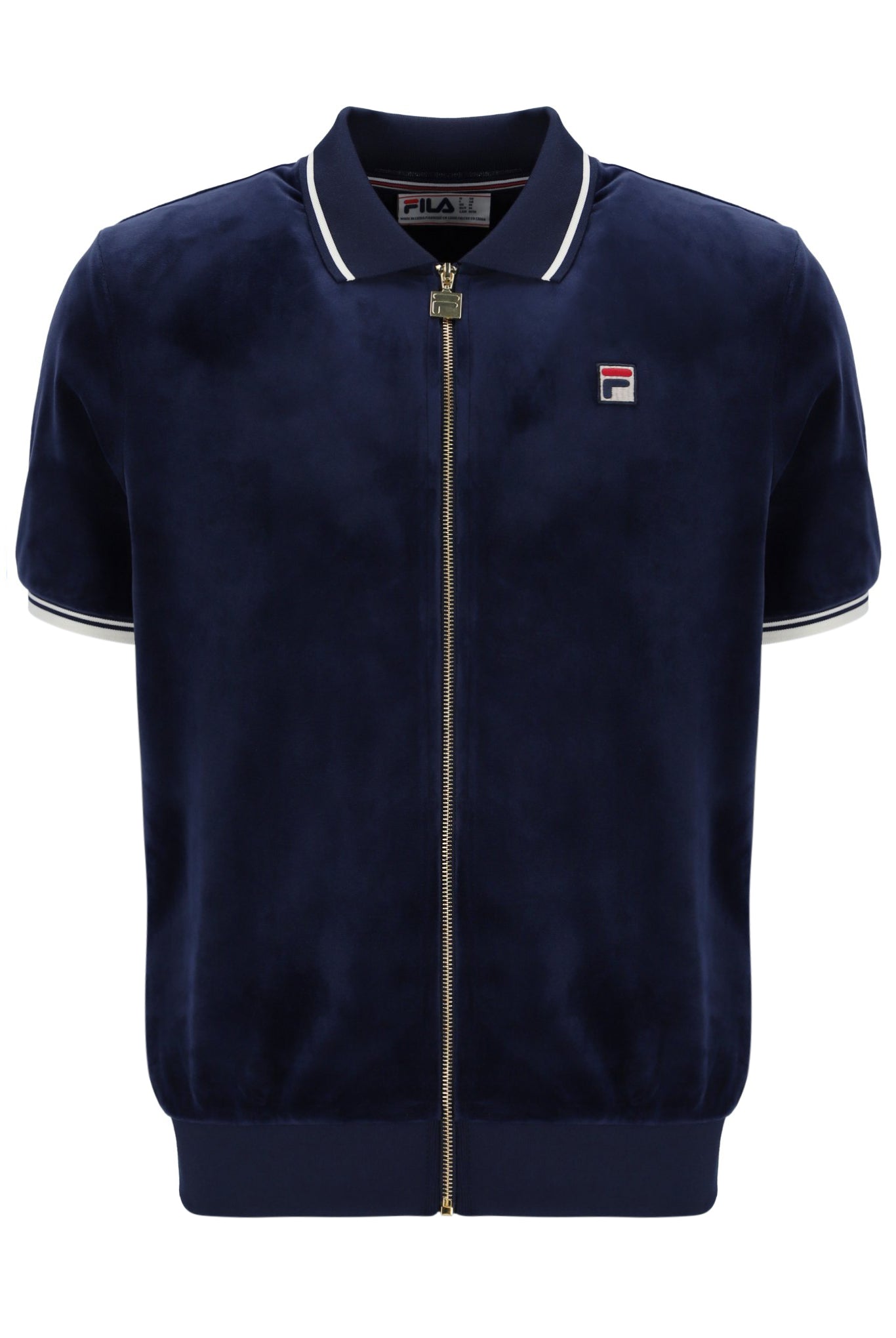 Fila Vintage Men's Terry Velour Polo Shirt Fila Navy