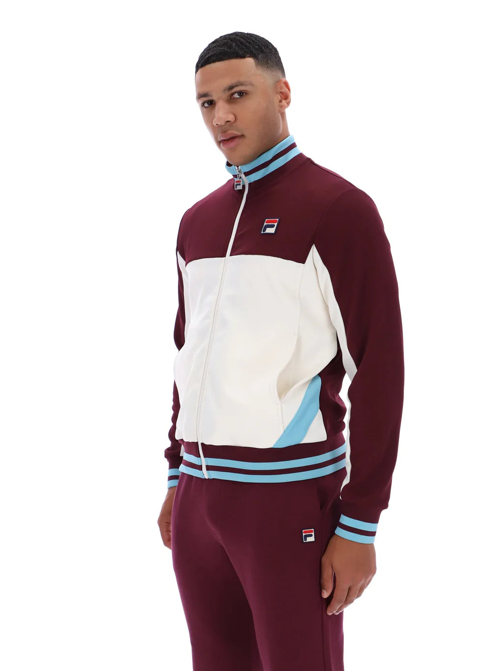 Fila Vintage Men's Tiebreaker Funnel Track Top Fig / Gardenia / Milky Blue