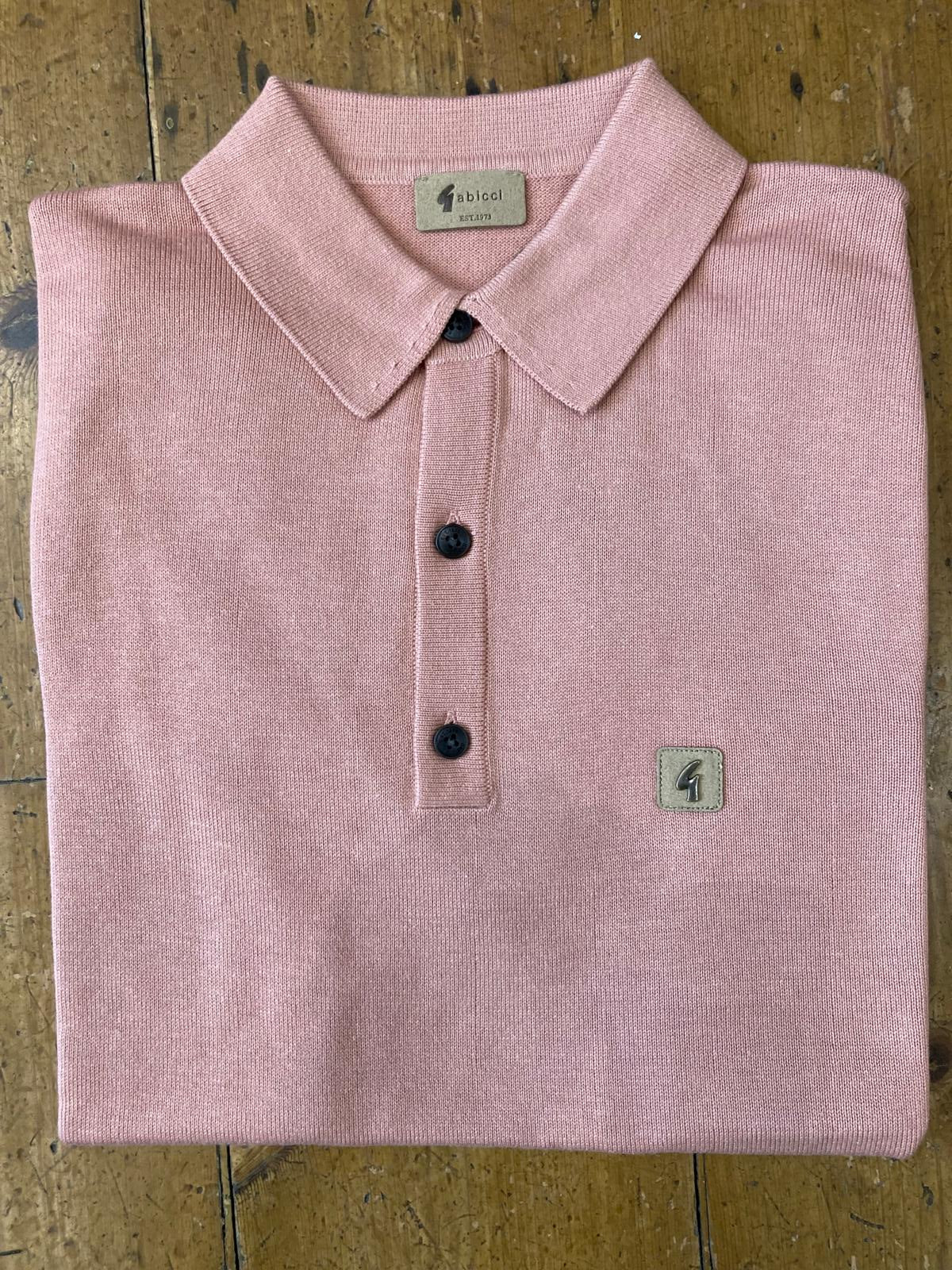 Gabicci Vintage Men's V54GK04 Jackson SS Knit Polo Shirt Peach