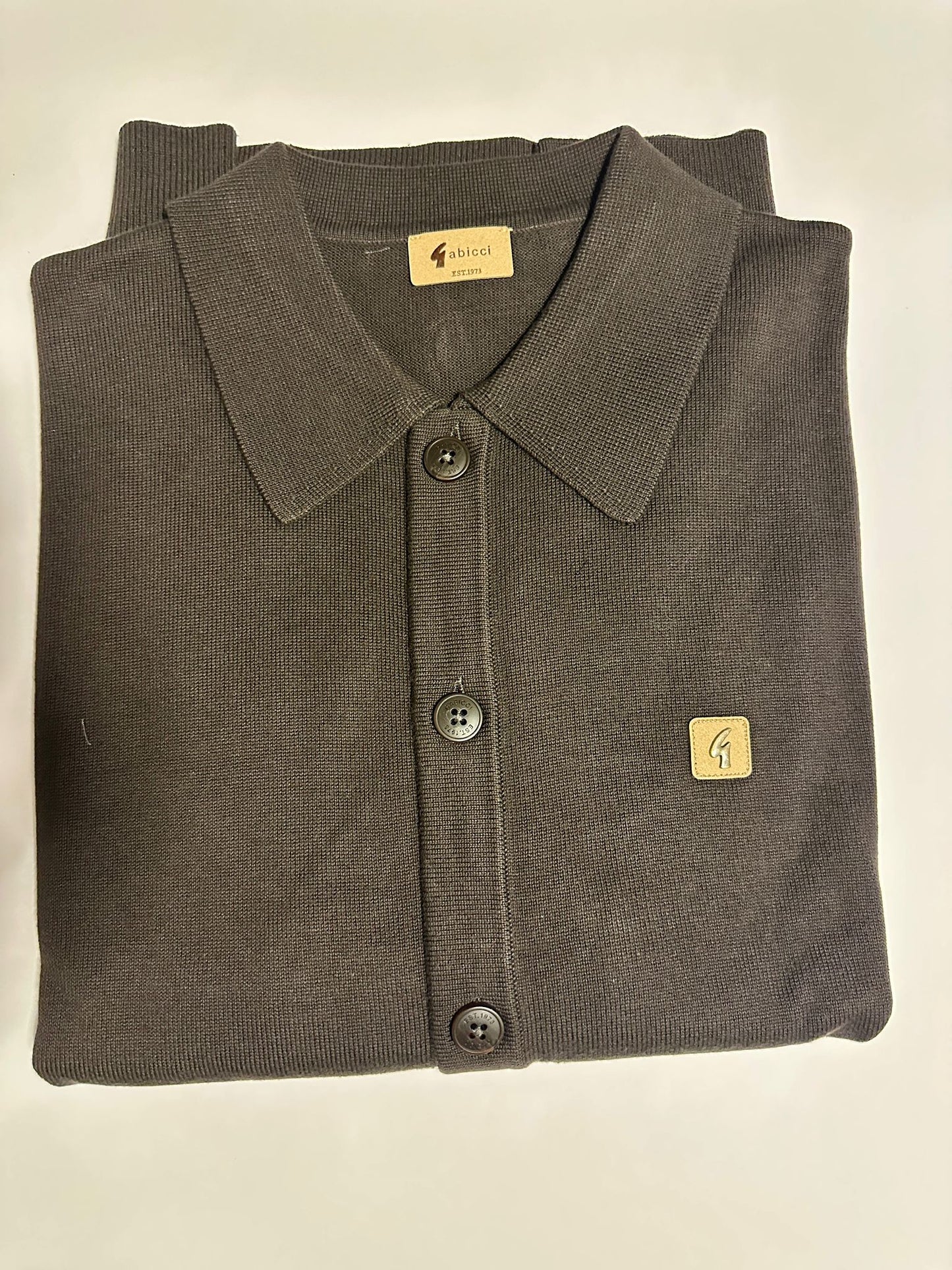 Gabicci Vintage Men's V55GK16 Azima L/S Button Knit Polo Shirt Clove Brown