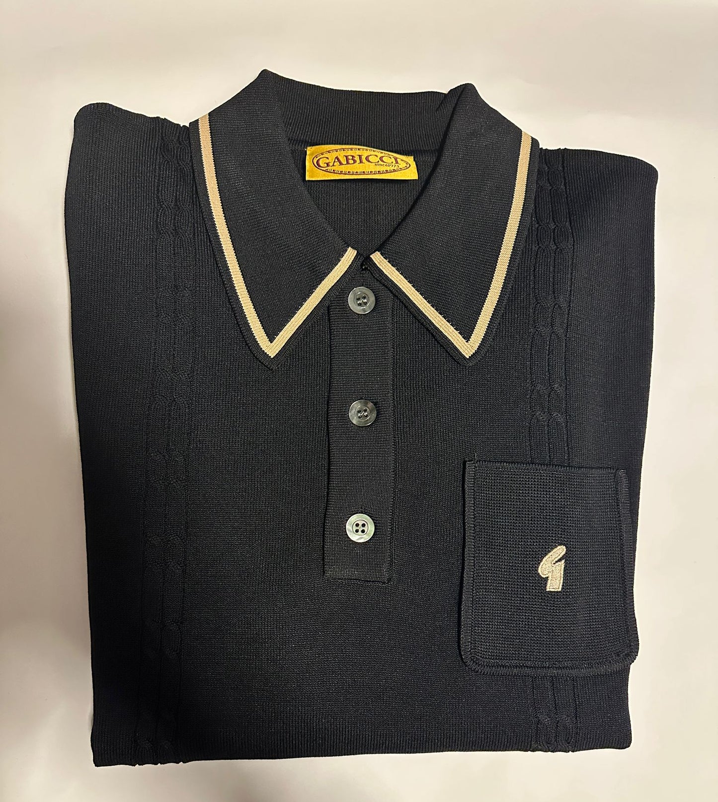 Gabicci Vintage Men's V55GM24 Ned L/S Polo Shirt Black