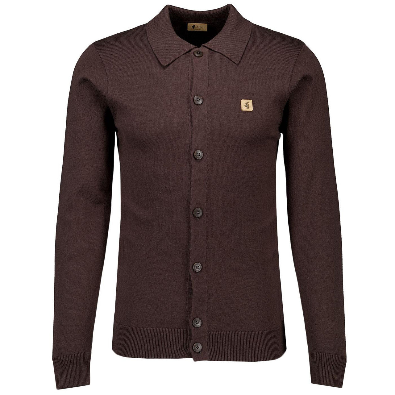 Gabicci Vintage Men's V55GK16 Azima L/S Button Knit Polo Shirt Clove Brown