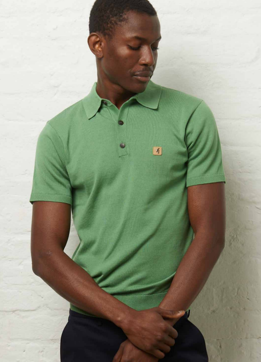Gabicci Vintage Men's V54GK04 Jackson SS Knit Polo Shirt Verde Green
