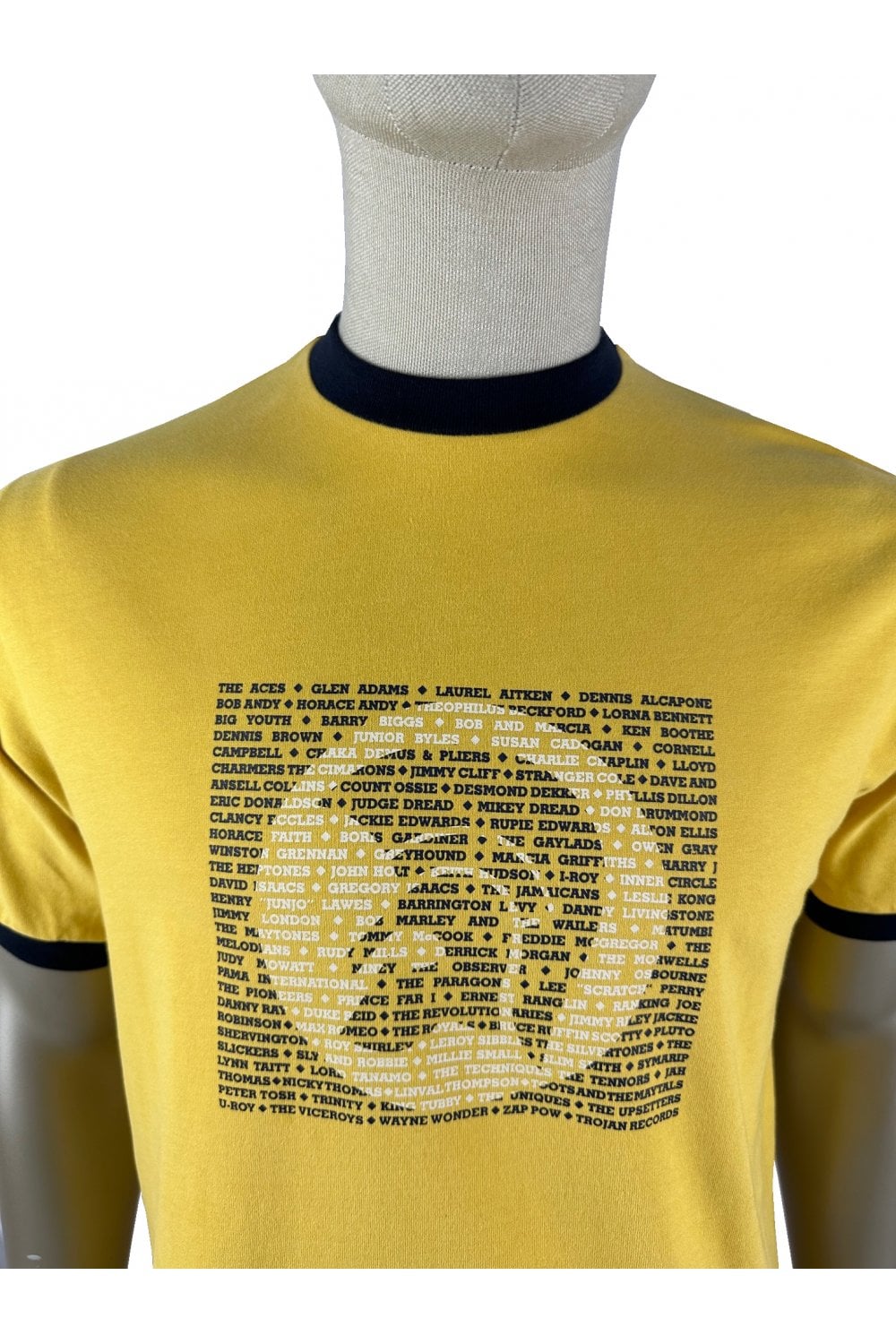 Trojan Records Men's TC1039 Artist Logo T Shirt Mustard Yellow
