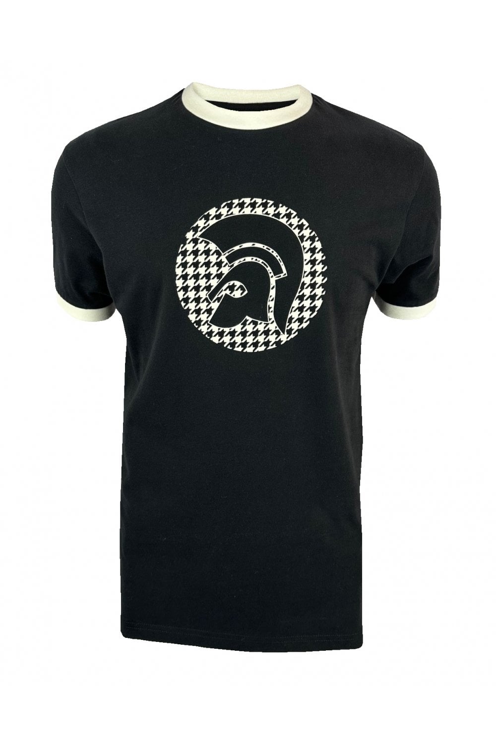 Trojan Records Men's TR8989 Houndstooth Logo T Shirt Black