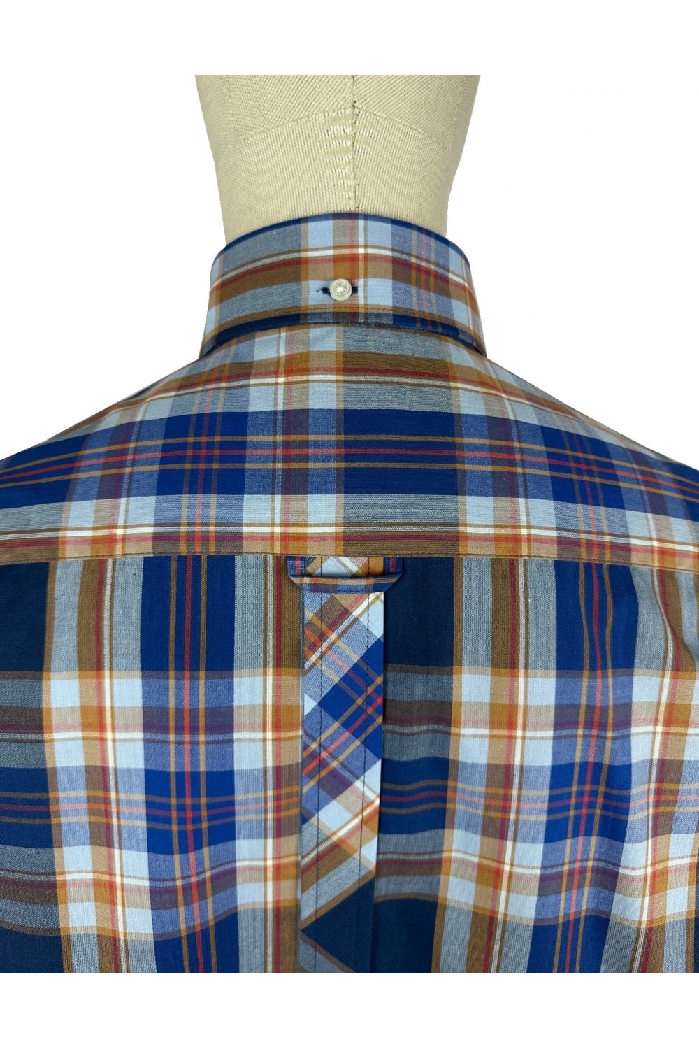 Trojan Records Men's TC1047 SS Multi-Check Shirt Powder Blue