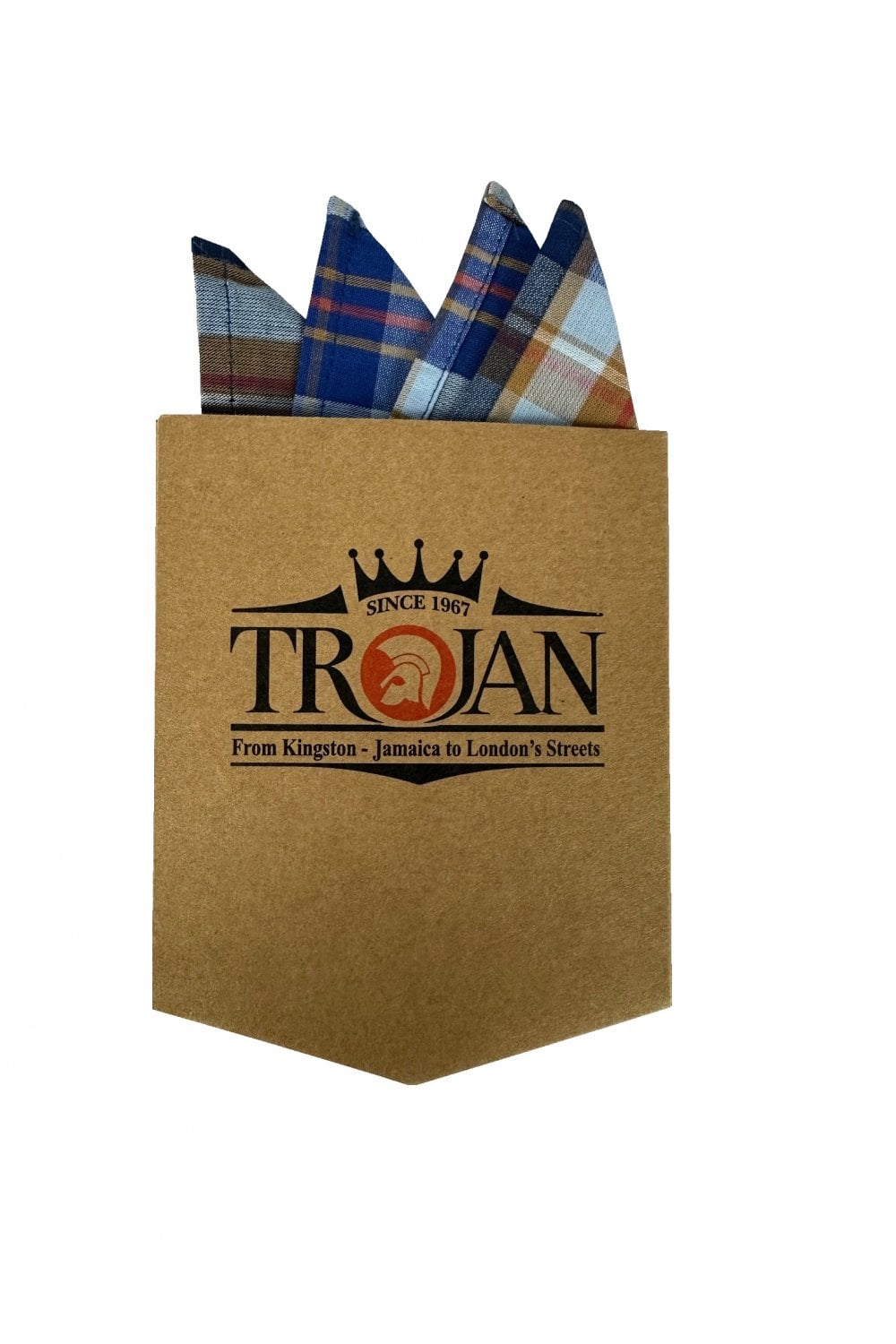 Trojan Records Men's TC1047 SS Multi-Check Shirt Powder Blue