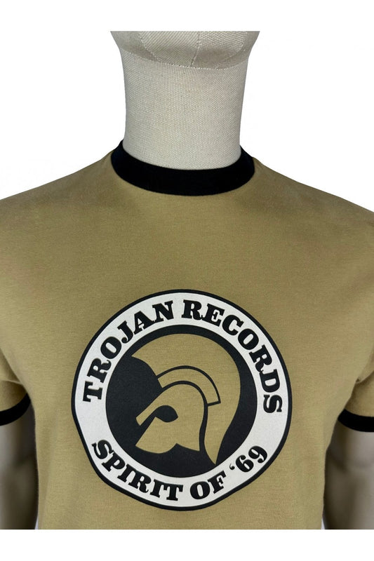 Trojan Records Men's TC1006 Spirit Of '69 Logo Tee Shirt Camel Brown