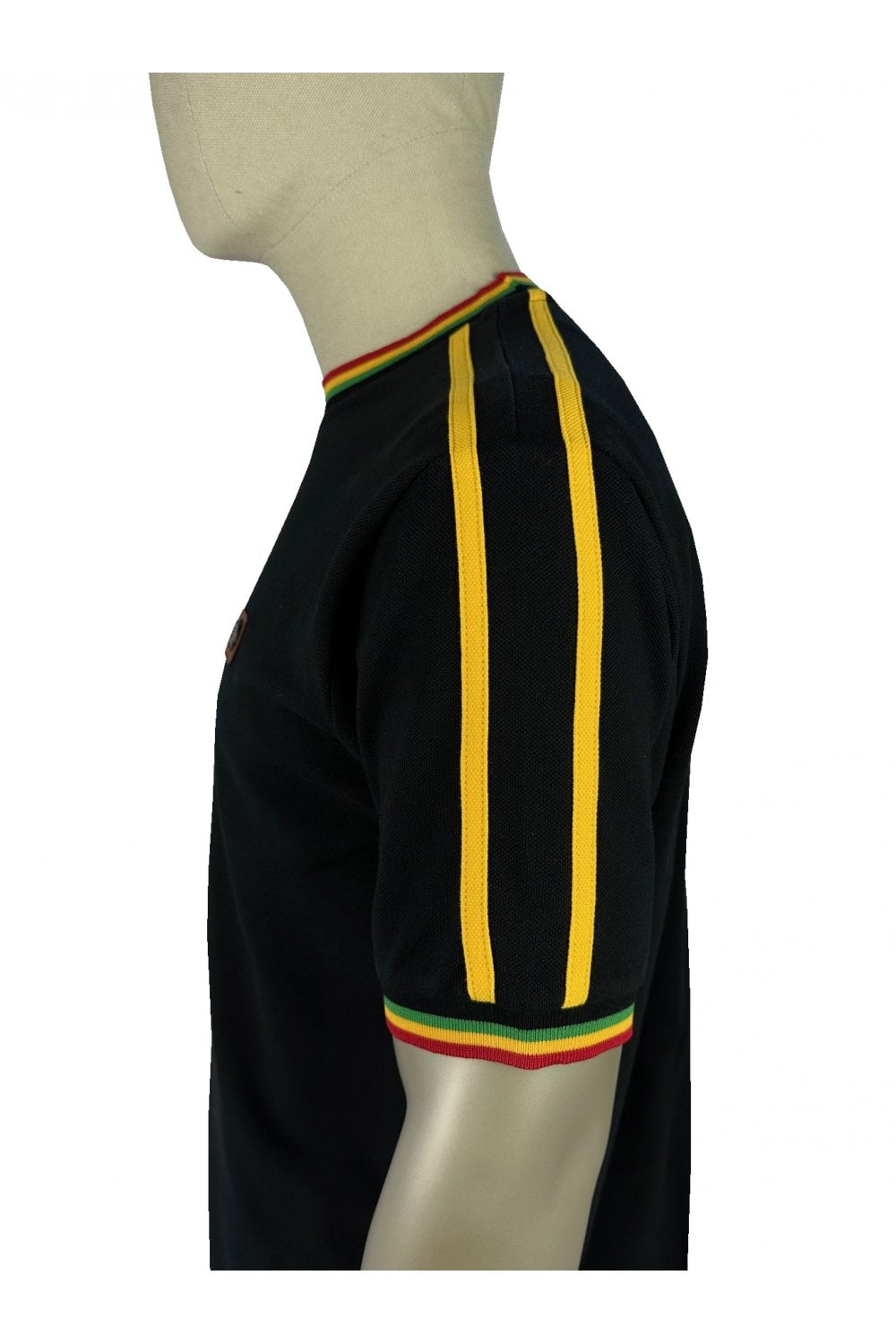 Trojan Records Men's TC1042 Three Colour Tipped Pique T Shirt Black