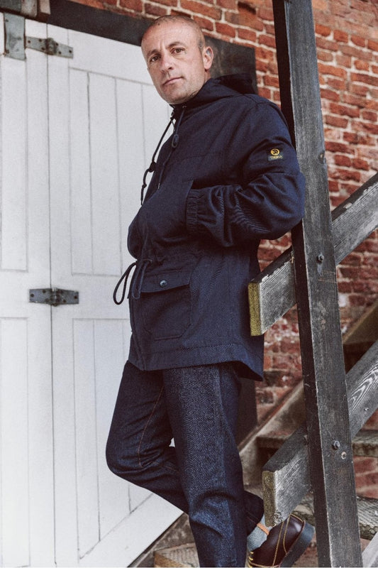 Trojan Records Men's TC1053 Twill Badged Parka Coat Navy Blue