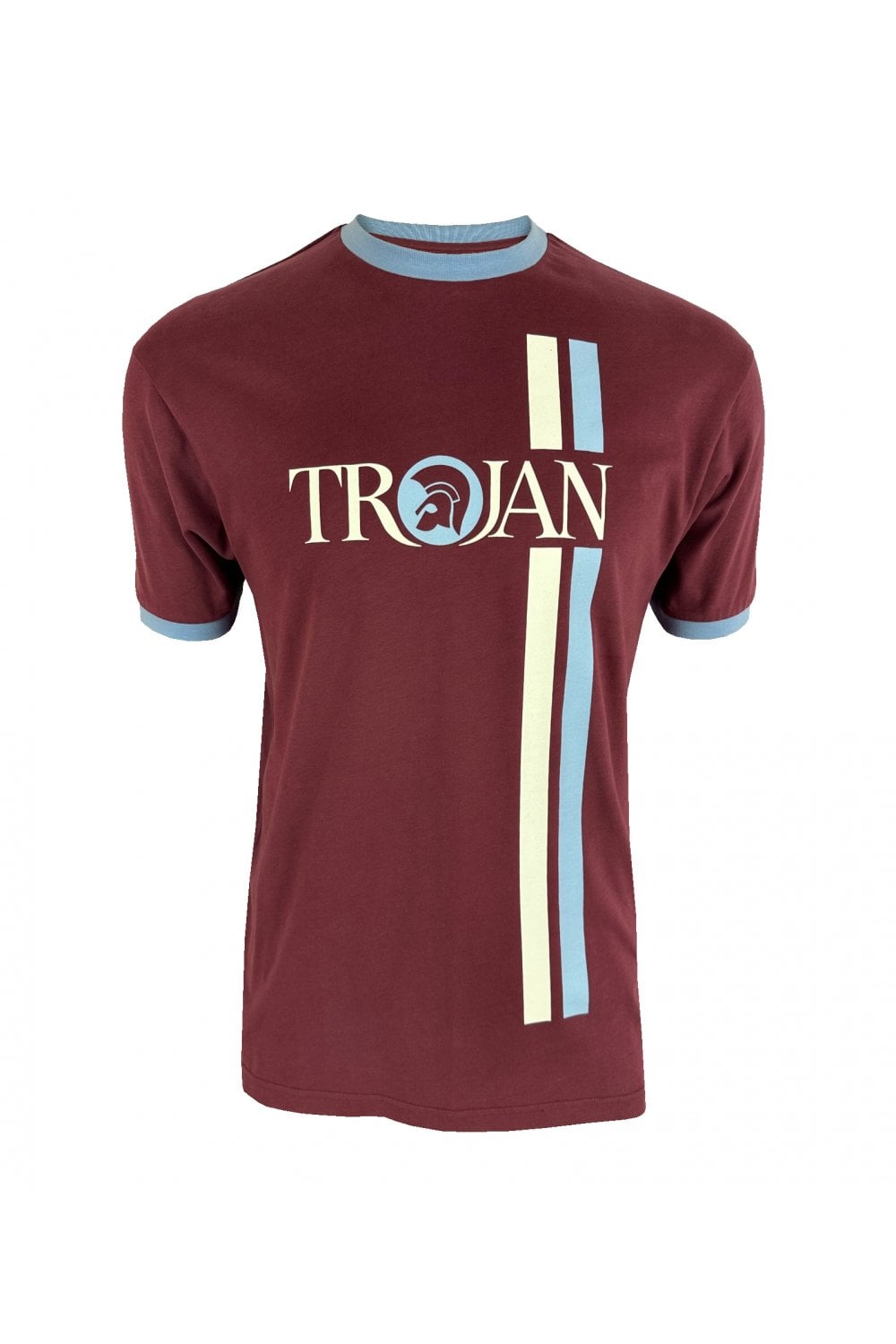 Trojan Records Men's TC1036 Twin Stripe Logo Crew Tee Port