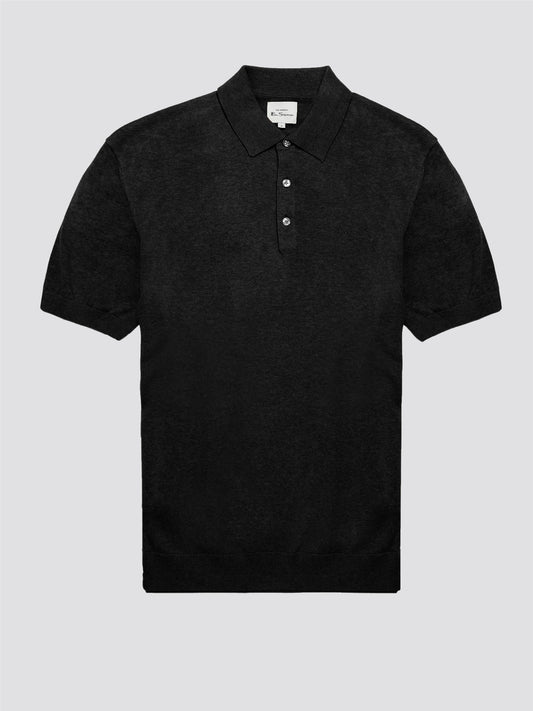 Ben Sherman Men's 0063352 SS Signature Knitted Polo Shirt Dark Navy