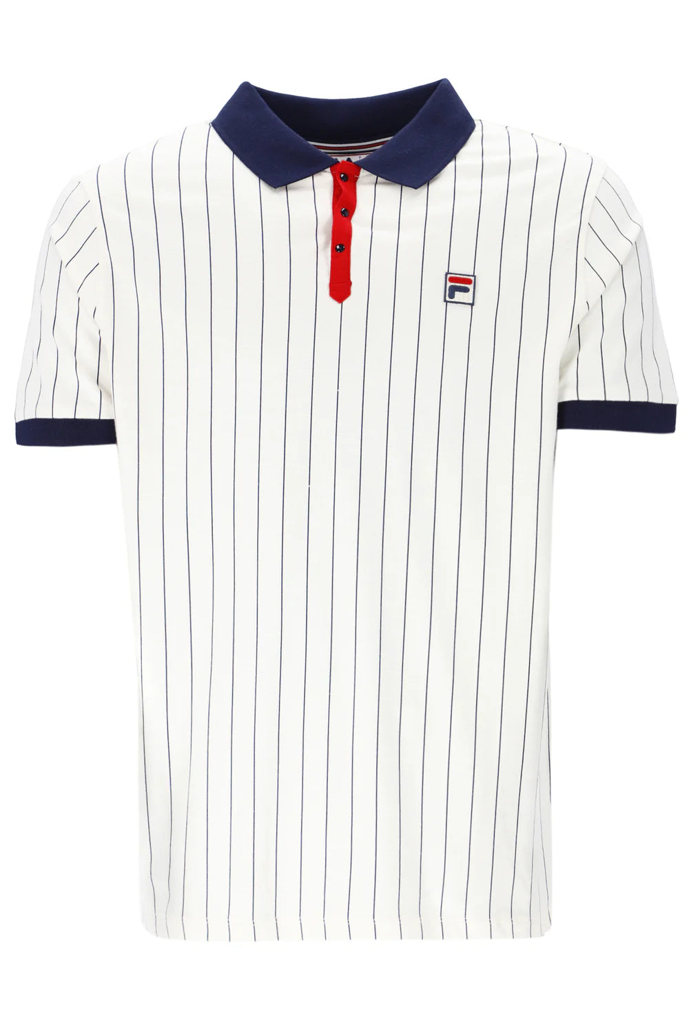 Fila Vintage Men's BB1 Classic Vintage Stripped Polo Shirt White / Navy / Fila Red