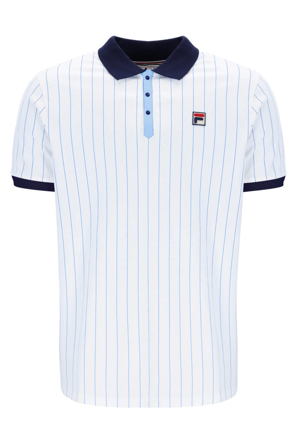 Fila Vintage Men's BB1 Classic Vintage Stripped Polo Shirt White Navy Vista