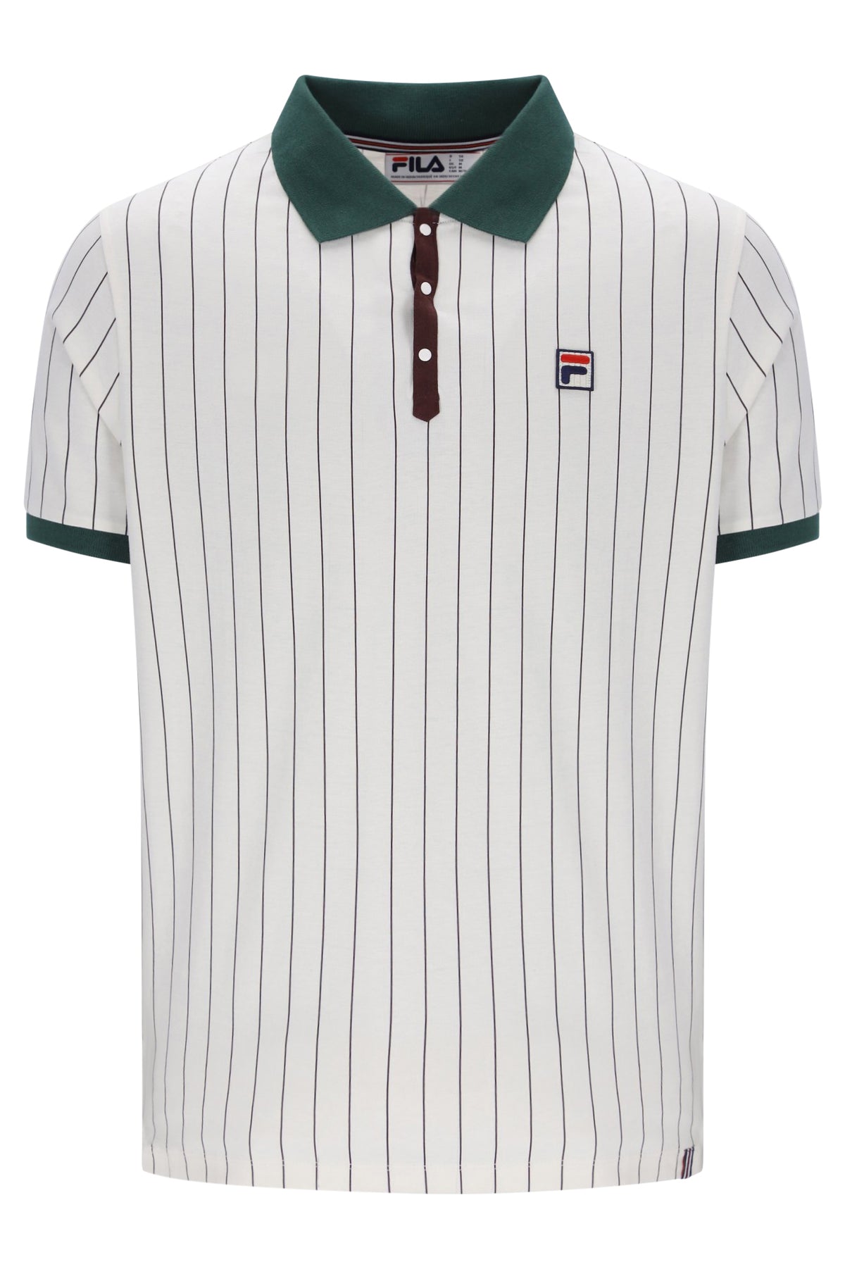 Fila Vintage Men's BB1 Classic Vintage Stripped Polo Shirt Gardenia / Pine Needle / Fudge