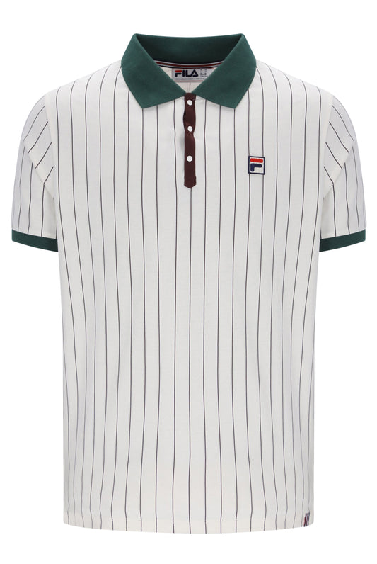 Fila Vintage Men's BB1 Classic Vintage Stripped Polo Shirt Gardenia / Pine Needle / Fudge