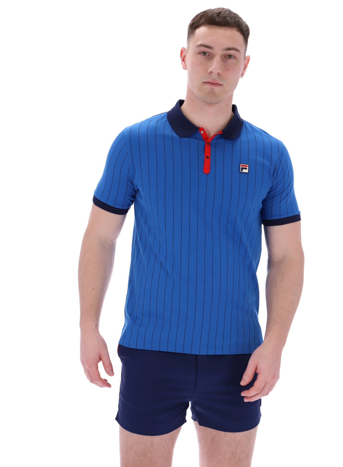 Fila Vintage Men's BB1 Classic Vintage Stripped Polo Shirt Turkish Sea Blue