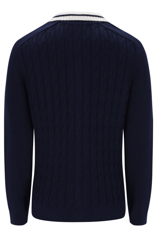 Sergio Tacchini Brutta Knitted Cardigan Maritime Blue / Gardenia