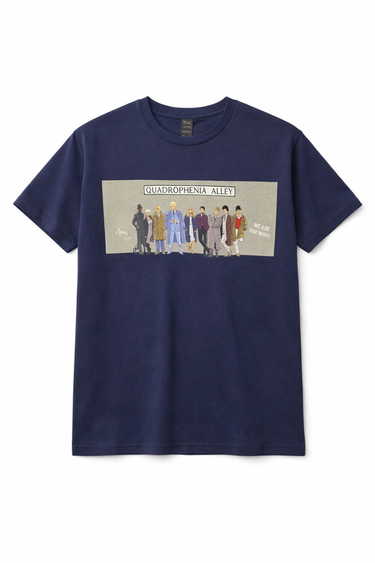Quadrophenia Alley Men's Exclusive Icon Quadrophenia Cast Print T-Shirt Navy Blue