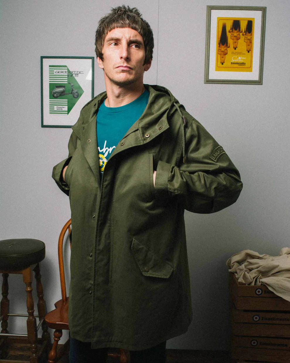 Lambretta Men's LAMDS002 Shower Resistant Parka Coat Khaki Green