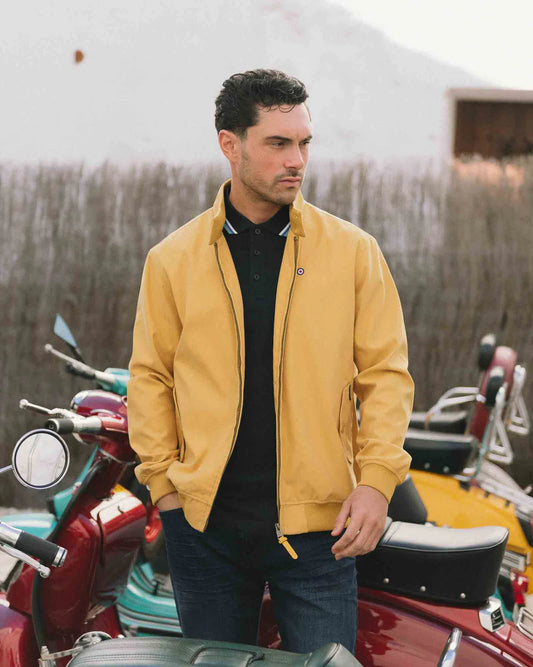 Lambretta Men's LMBBHH1 Shower Resistant Classic Harrington Jacket Mustard