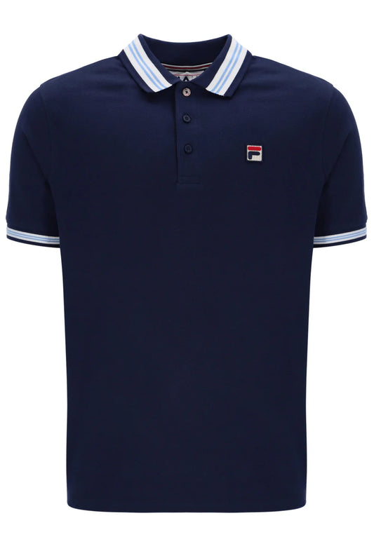 Fila Vintage Men's Faraz Tipped Rib Polo Shirt Fila Navy