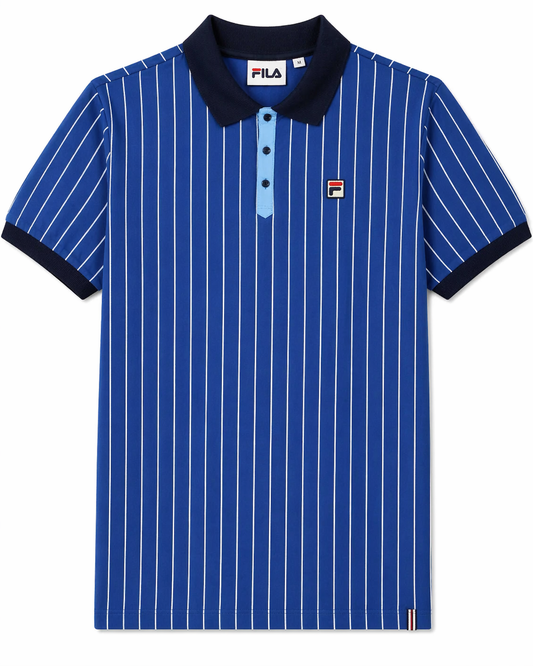 Fila Vintage Men's BB1 Classic Vintage Stripped Polo Shirt Limoges / White / Frozen Fjord / Fila Navy