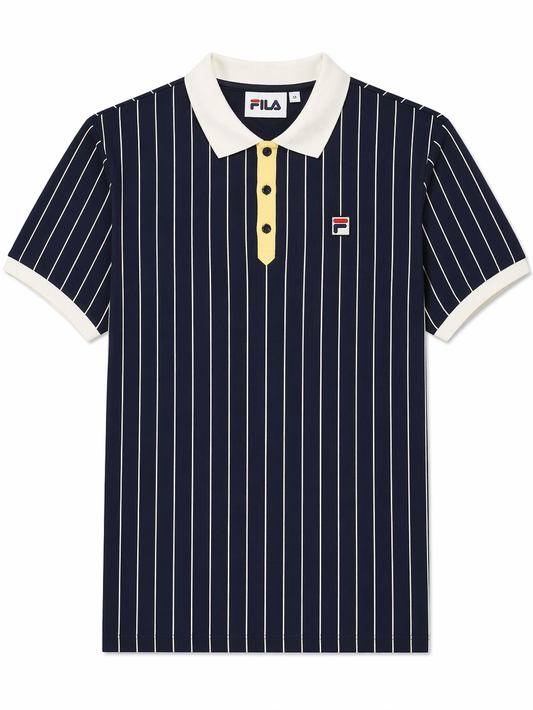 Fila Vintage Men's BB1 Classic Vintage Stripped Polo Shirt Fila Navy / Raffia