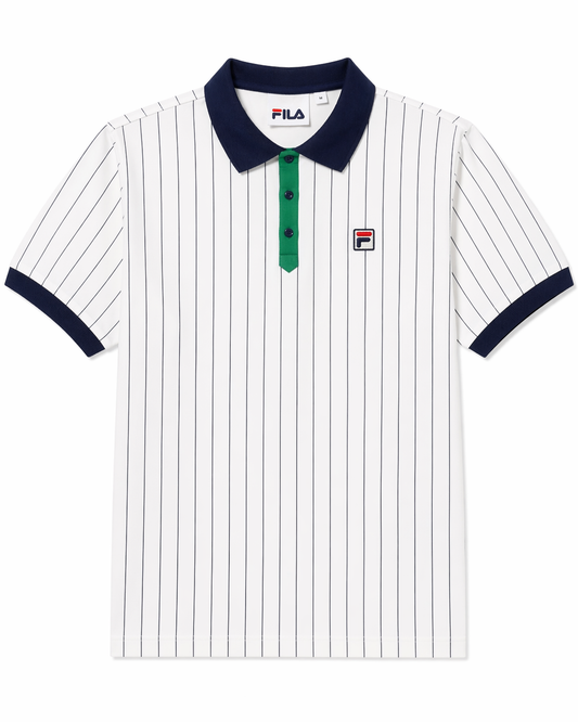 Fila Vintage Men's BB1 Classic Vintage Stripped Polo Shirt White / Green