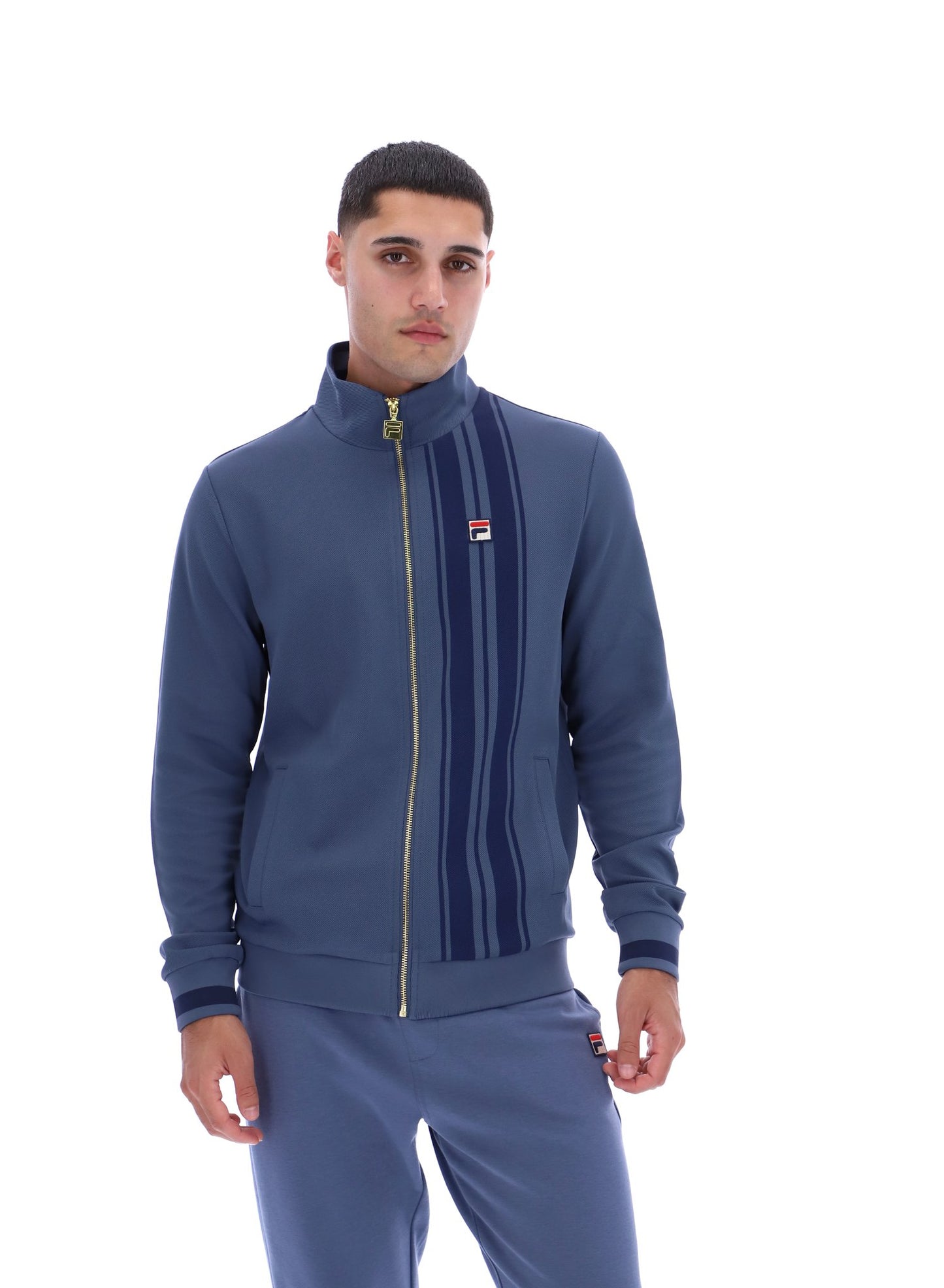 Fila Vintage Men's Dante Stripe Track Top Vintage Indigo Blue